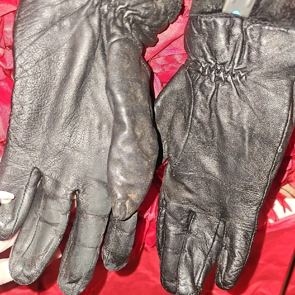Charter Club Women's Black Leather Gloves Size Xlarge